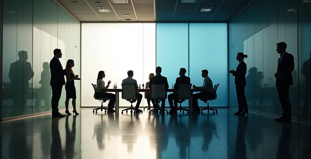 Führungskräfte diskutieren echte agile Transformation versus Schein-Agilität