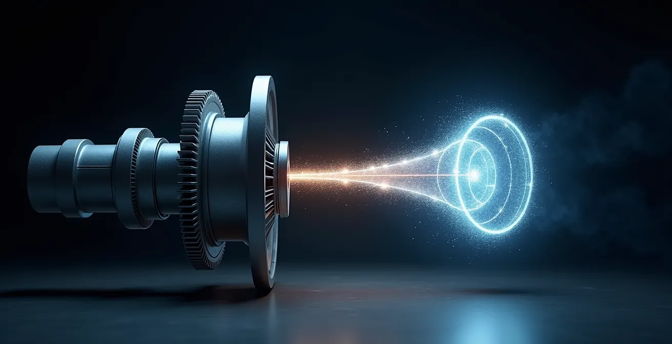 Digitaler Zwilling einer Industrieanlage mit Datenströmen visualisiert kontinuierliche Wertschöpfung