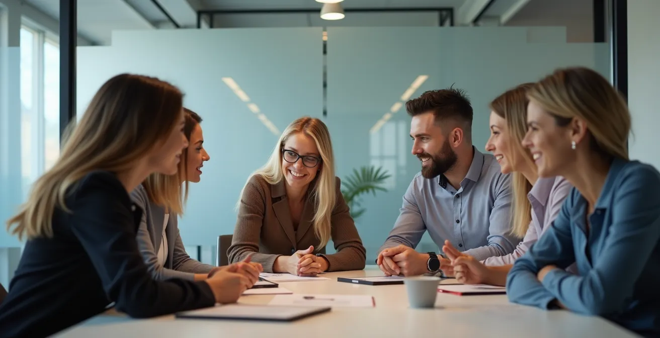 Diverse Teams arbeiten gemeinsam an digitalen Innovationen in einem modernen deutschen Unternehmen
