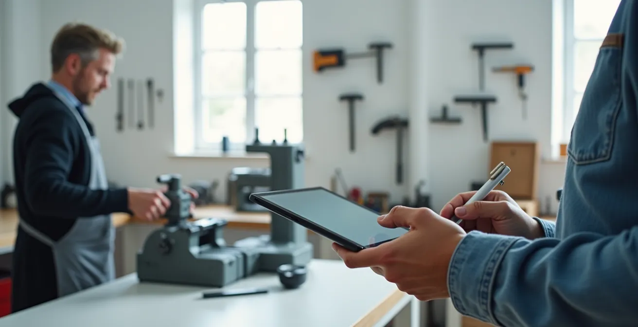 Lehrling dokumentiert praktisches wissen mit modernen digitalen tools