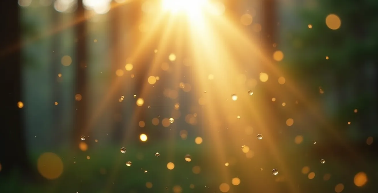 Makroaufnahme von Terpenen und Phytonziden in der Waldluft