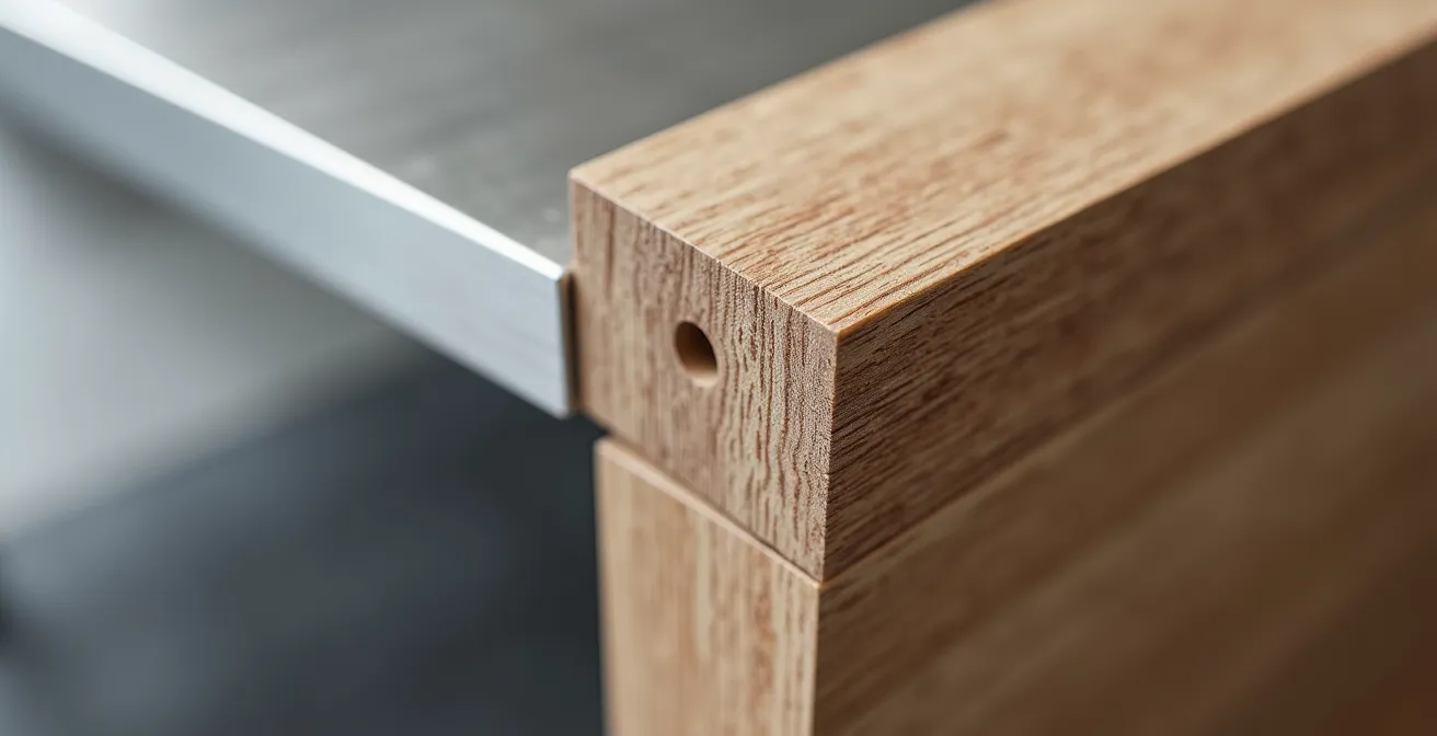 Nahaufnahme verschiedener hochwertiger Büromaterialien und Texturen, die deutsche Arbeitswerte wie Präzision und Qualität verkörpern