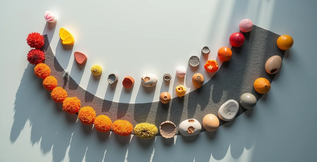 Visualisierung der emotionalen Phasen während eines Kulturaustauschs als geschwungene Linie